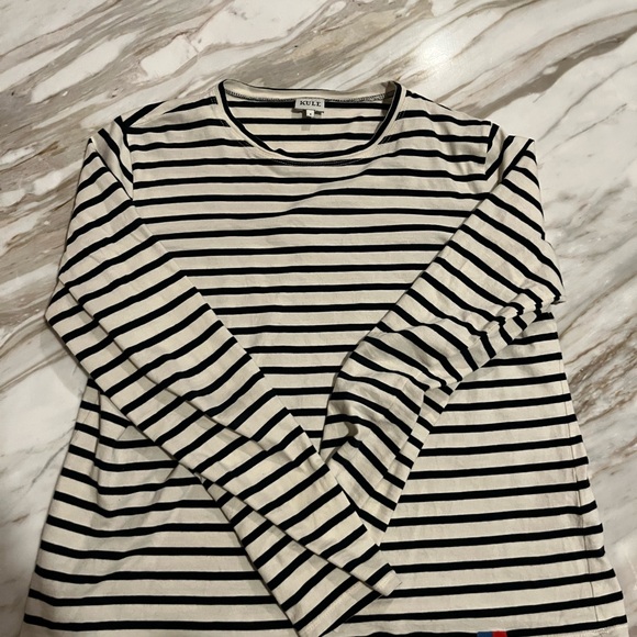 Kule long sleeve modern tee in cream/navy - Picture 3 of 3